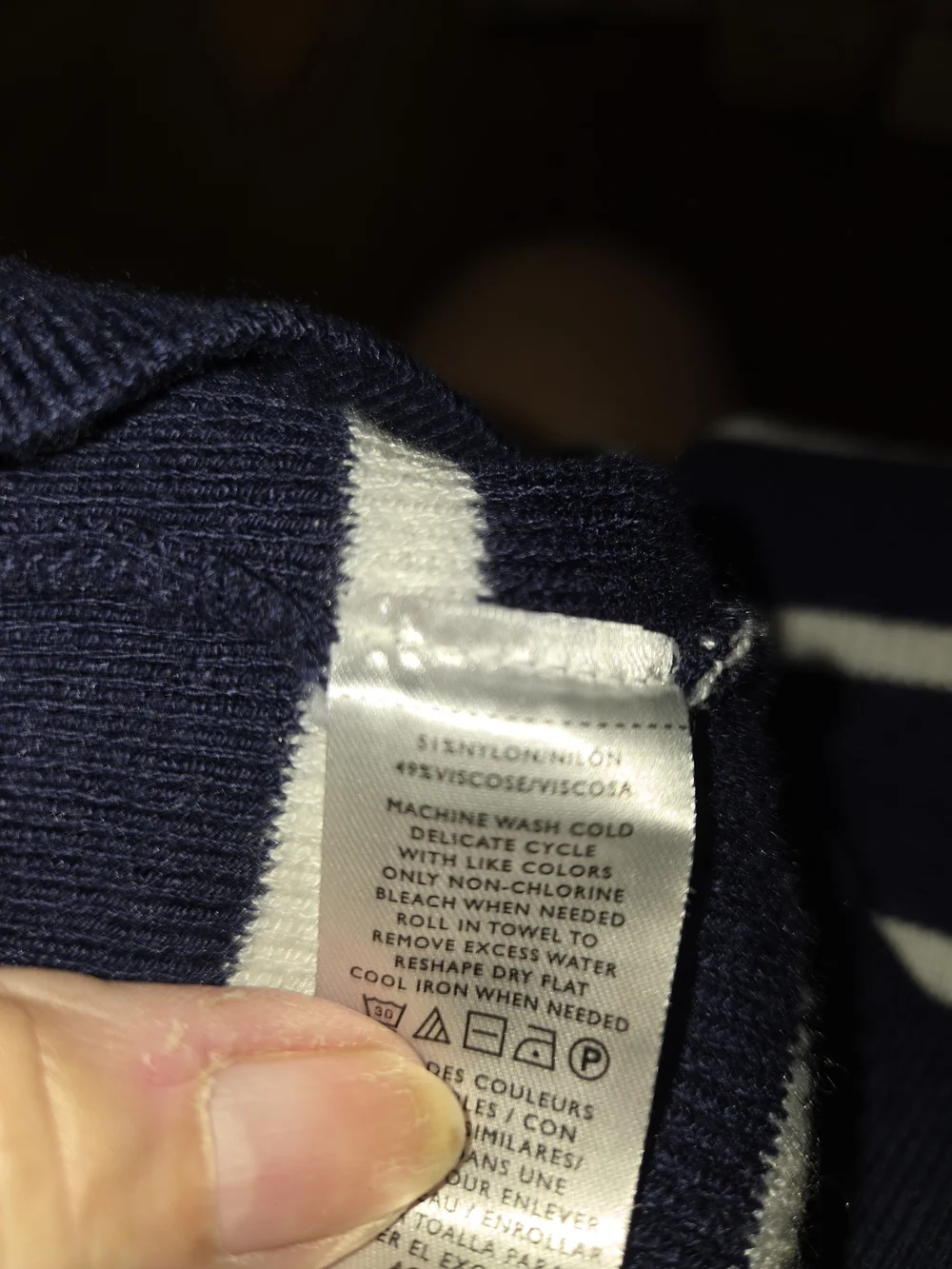 Ann Taylor Navy and White Striped Crewneck Sweater